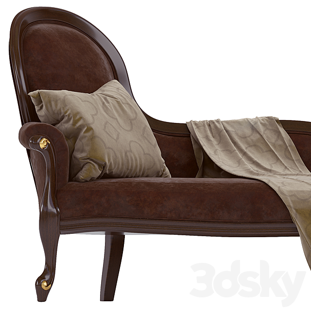 Classic Carpanese upholstered bench 3DS Max Model - thumbnail 2