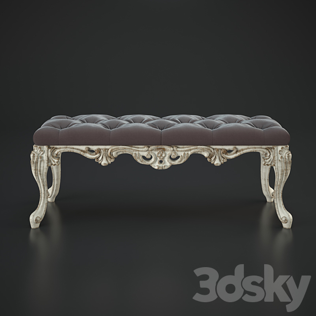 Classic upholstered bench 3ds Max - thumbnail 2