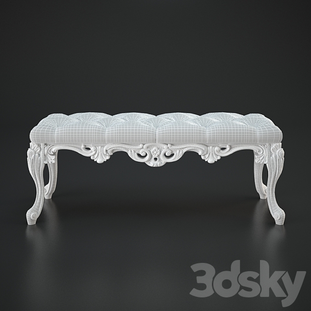 Classic upholstered bench 3ds Max - thumbnail 3