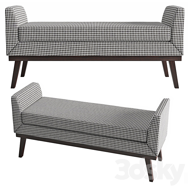 Classic upholstered bench 3ds Max - thumbnail 1