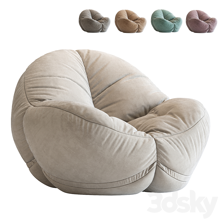 Cloth Bean Bag Chair 3DS Max Model - thumbnail 1