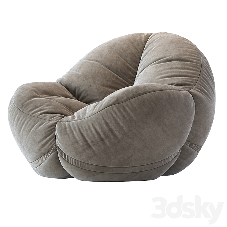 Cloth Bean Bag Chair 3DS Max Model - thumbnail 2