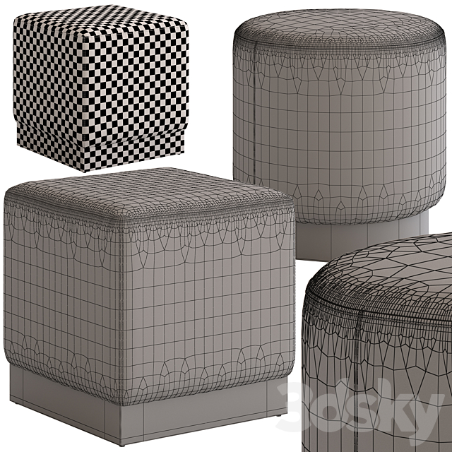 Coco Republic Baxter Ottoman 3ds Max - thumbnail 3