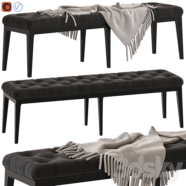 Coco Republic Piccadilly Tufted Bench 3DSMax File - thumbnail 1