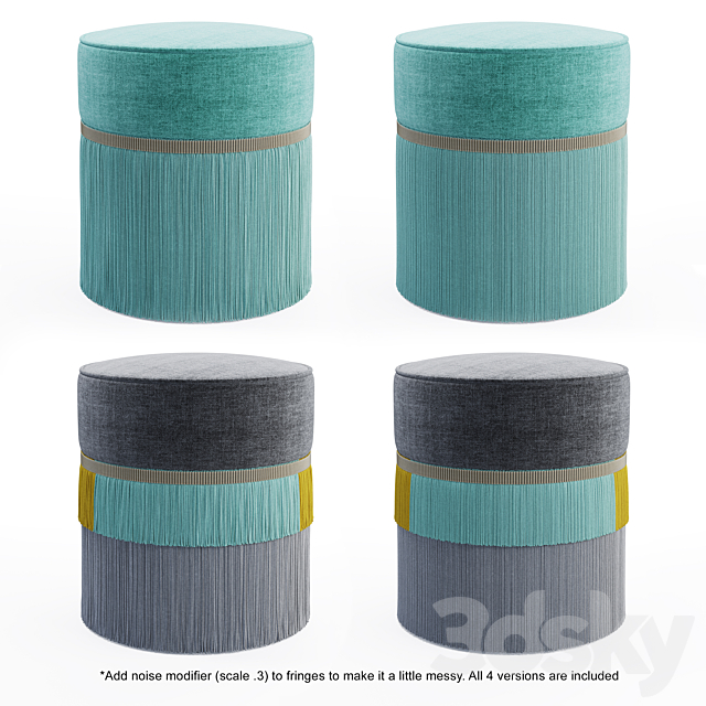 Couture Plain Pouf 3DS Max Model - thumbnail 4