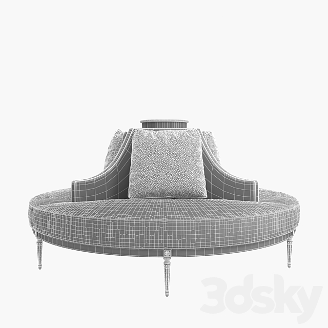 Custom Hand Made Center Round Settee Banquette Sofa 3ds Max - thumbnail 3