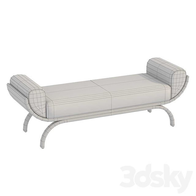 Custom made bench with curved arms 3DSMax File - thumbnail 5