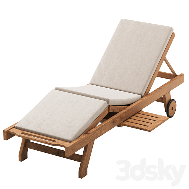 Cyan Teak Furniture – Luxury Sun Lounger with cushion 3DS Max Model - thumbnail 2