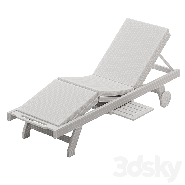 Cyan Teak Furniture – Luxury Sun Lounger with cushion 3DS Max Model - thumbnail 4