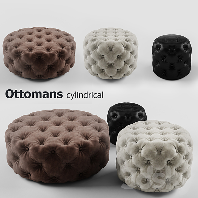 Cylindrical ottoman set – Ottomans cylindrical set 3DSMax File - thumbnail 1