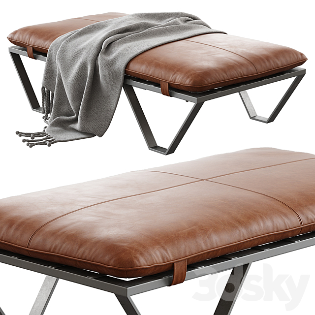 Darrow Tan Leather Ottoman 3DSMax File - thumbnail 1