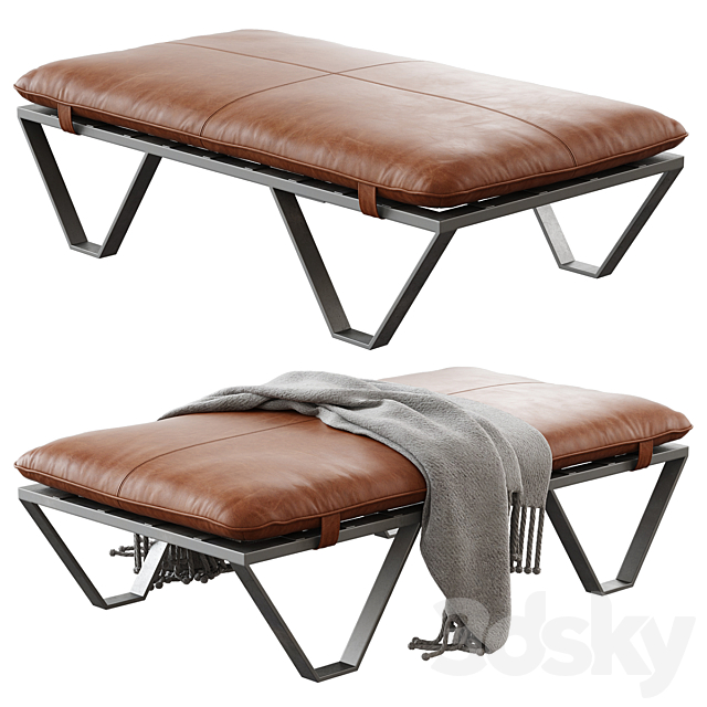 Darrow Tan Leather Ottoman 3DSMax File - thumbnail 2