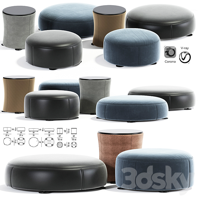 Davis pouf set minotti 3DSMax File - thumbnail 1