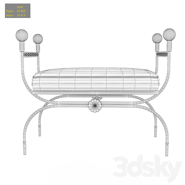 Daybed Rider Campaign Bench 3DSMax File - thumbnail 3