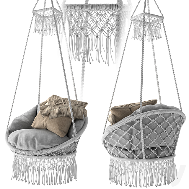 Deluxe Macrame Chair with Fringe 3DSMax File - thumbnail 1