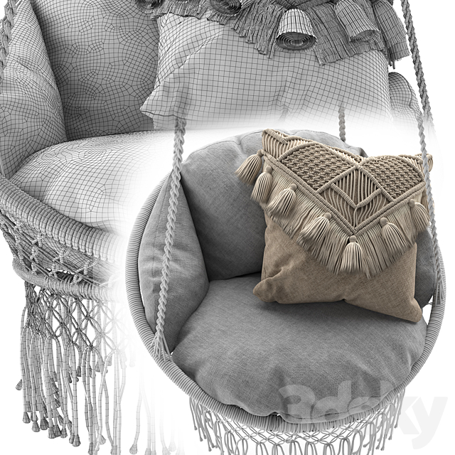 Deluxe Macrame Chair with Fringe 3DSMax File - thumbnail 5