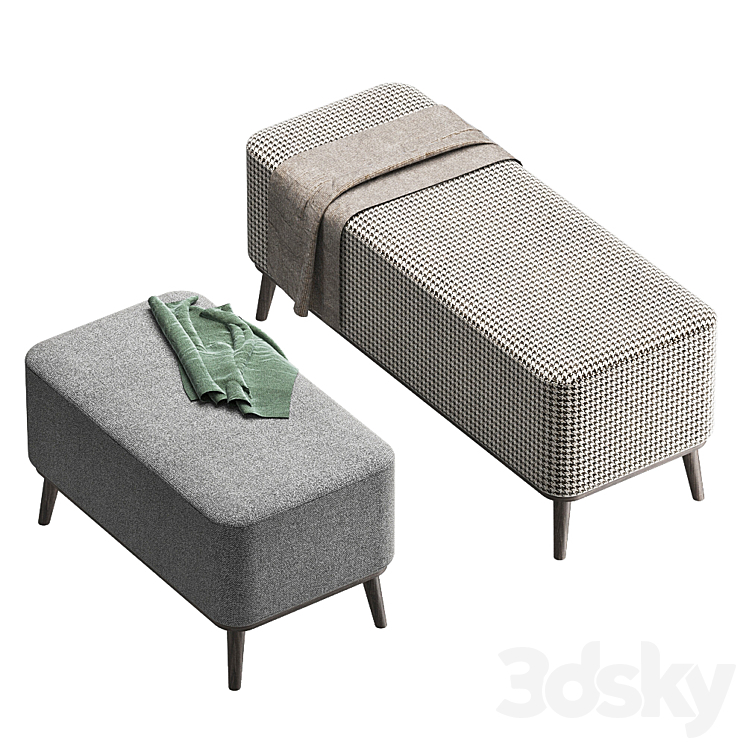 designer pouf roob look 3DS Max Model - thumbnail 2