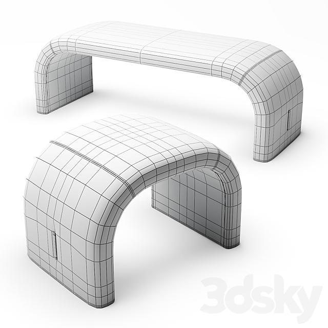 ECLIPSE Bench and Pouf 3DS Max Model - thumbnail 3