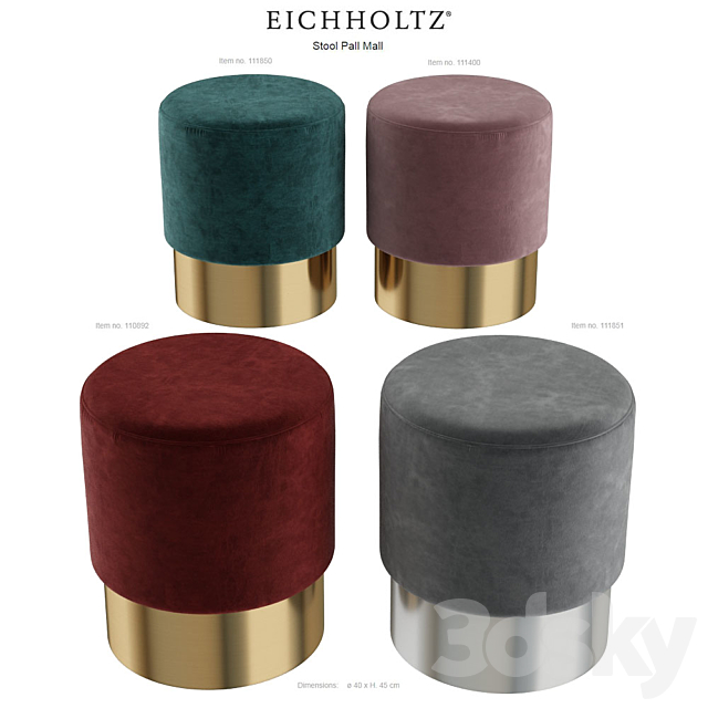 EICHHOLTZ Stool Pall Mall 111851 110892 111400 111850 3DSMax File - thumbnail 1