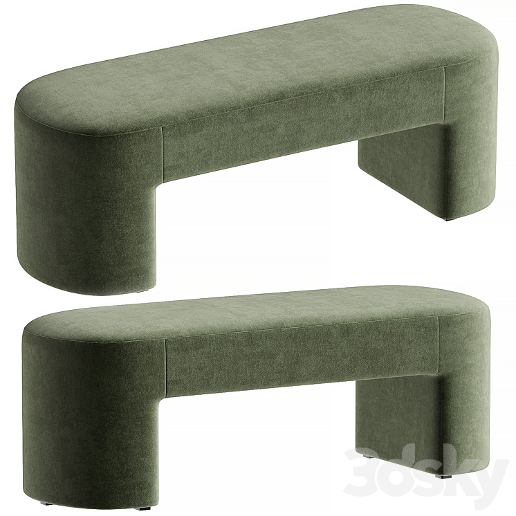 Elena Velvet Bench 3DS Max Model - thumbnail 1