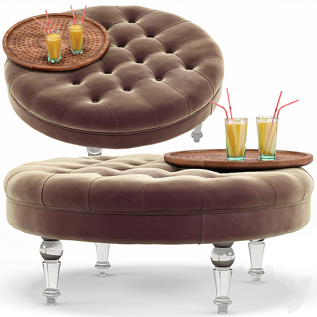 Elisa Modern Classic Round Ottoman 3ds Max - thumbnail 1