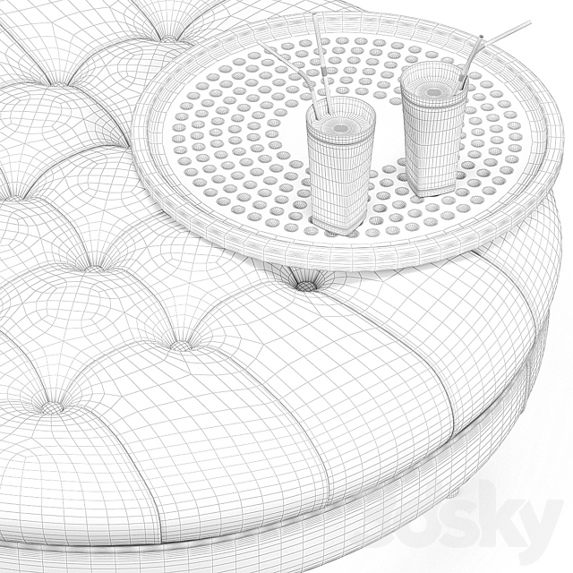 Elisa Modern Classic Round Ottoman 3ds Max - thumbnail 3