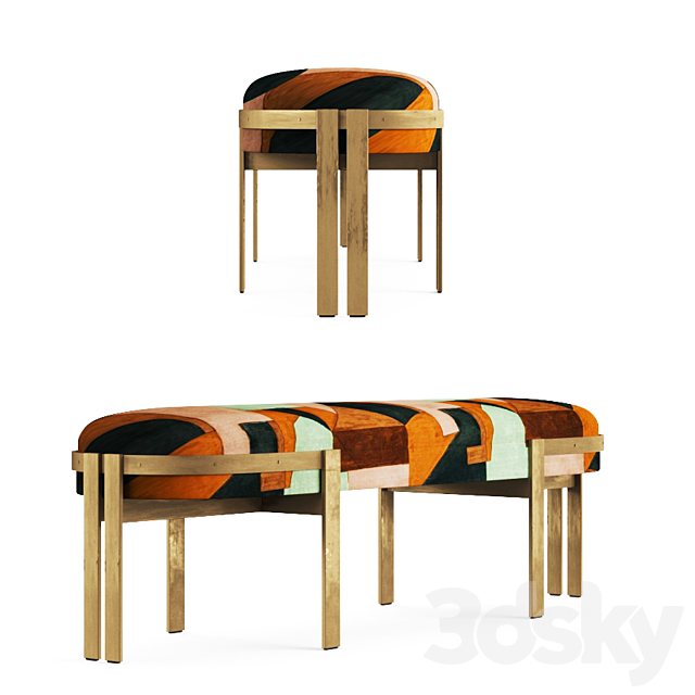 Elliott bench kelly wearstler 3DSMax File - thumbnail 1