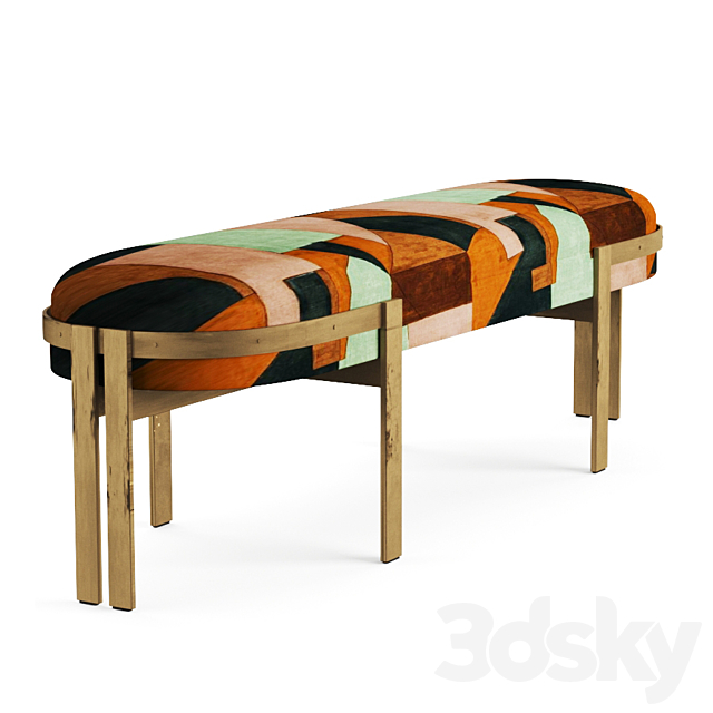 Elliott bench kelly wearstler 3DSMax File - thumbnail 2