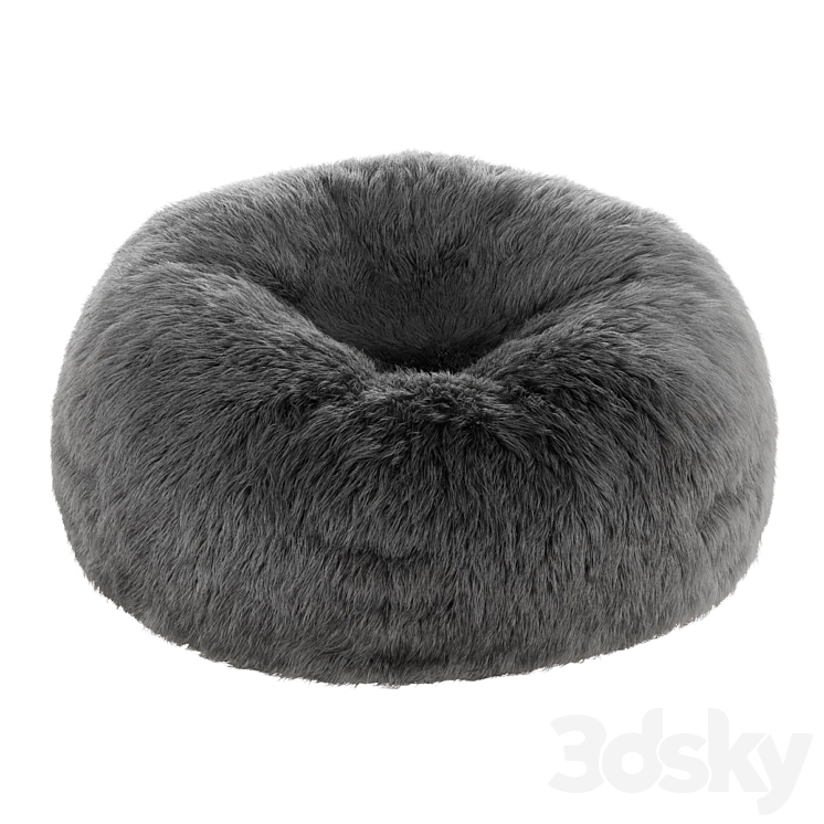 Faux Fur Bean Bag in Solid Dune 3DS Max Model - thumbnail 1