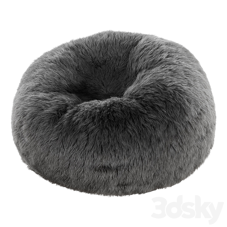 Faux Fur Bean Bag in Solid Dune 3DS Max Model - thumbnail 2