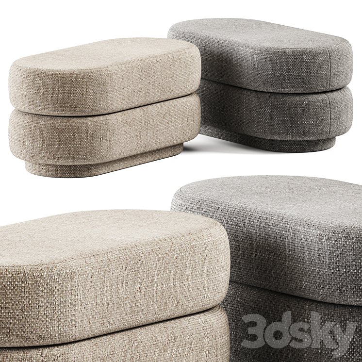 Ferm Living Pouf Oval Faded 3DS Max Model - thumbnail 1