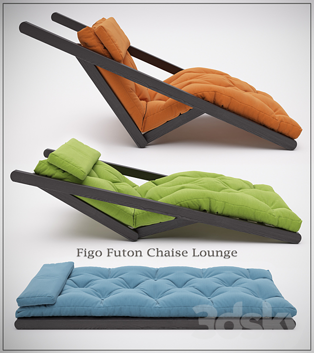 Figo Futon Chaise Lounge 3DS Max Model - thumbnail 2