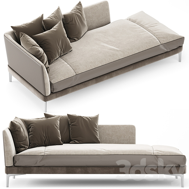 Flexform Feel Good Chaise Lounge 3ds Max - thumbnail 2