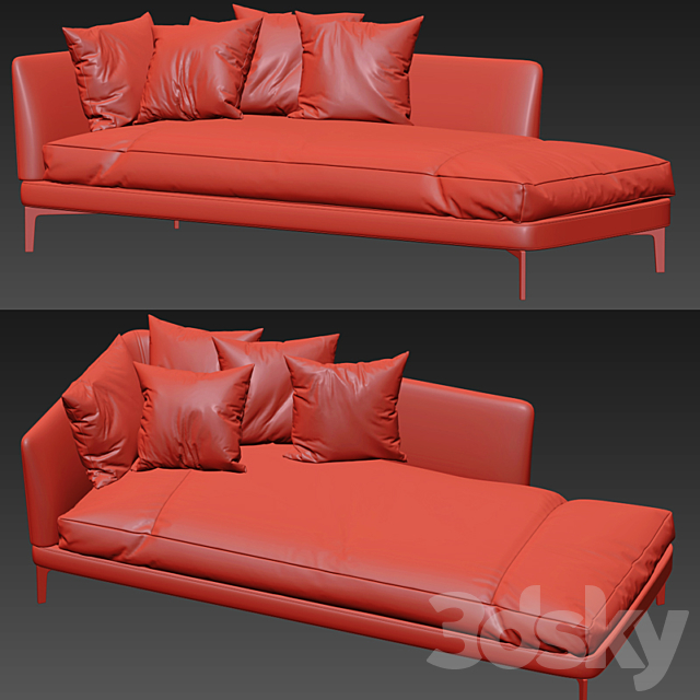 Flexform Feel Good Chaise Lounge 3ds Max - thumbnail 3