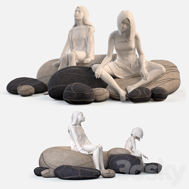 Floor cushions stones ?2 (Smarin Factory) 3DSMax File - thumbnail 1