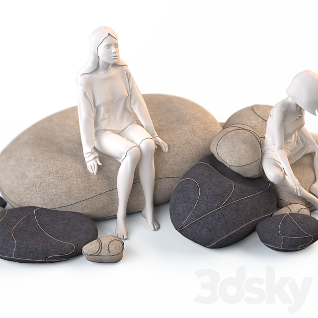 Floor cushions stones ?2 (Smarin Factory) 3DSMax File - thumbnail 3