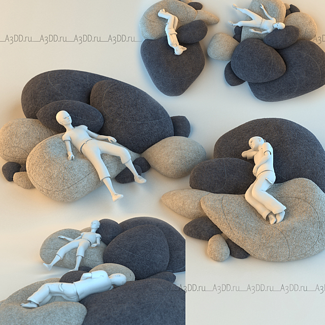 Floor cushions stones 3DSMax File - thumbnail 1