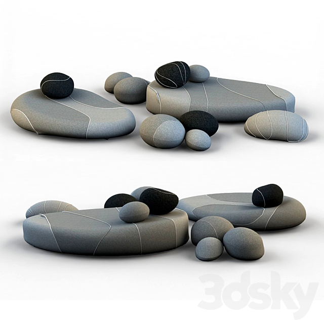 Floor cushions stones chair SMARIN 3 3ds Max - thumbnail 1