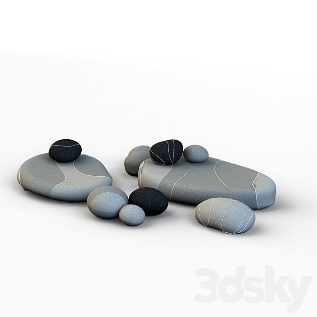 Floor cushions stones chair SMARIN 3 3ds Max - thumbnail 2