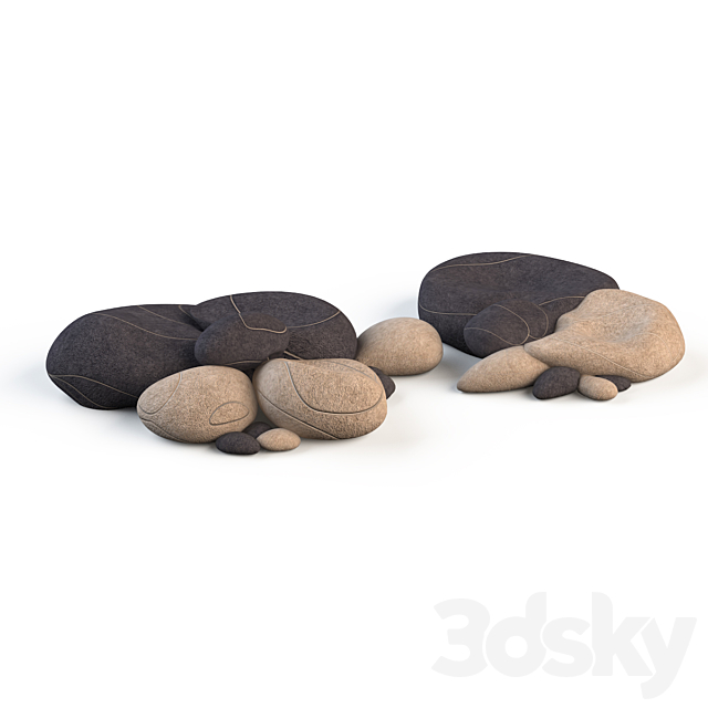 Floor cushions stones Chairs SMARIN 3DS Max Model - thumbnail 2