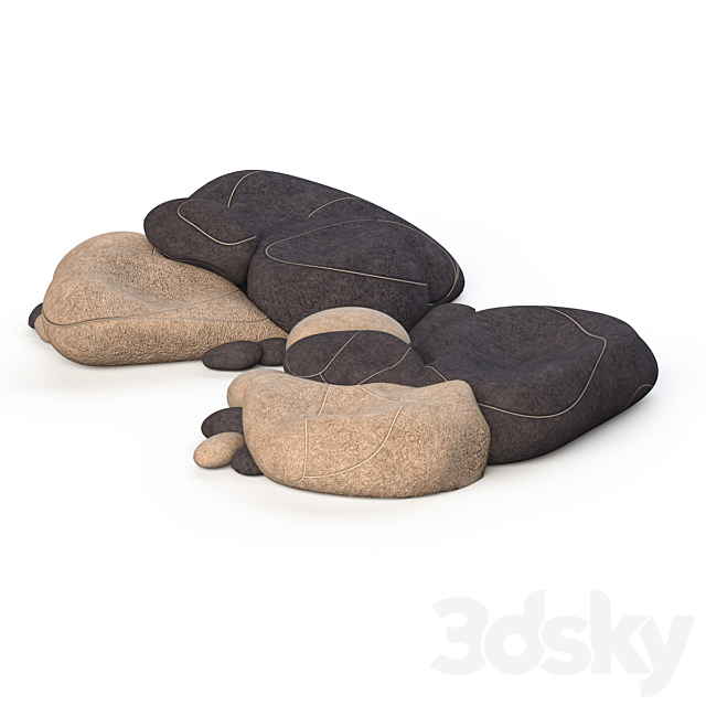 Floor cushions stones Chairs SMARIN 3DS Max Model - thumbnail 3