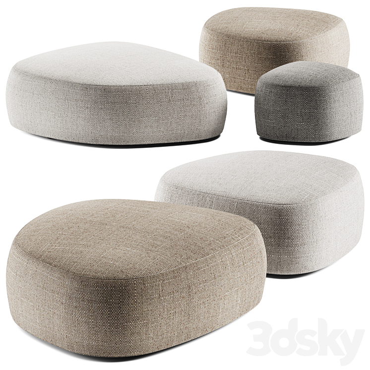 Flou PIERRE Garden Poufs 3DS Max Model - thumbnail 1