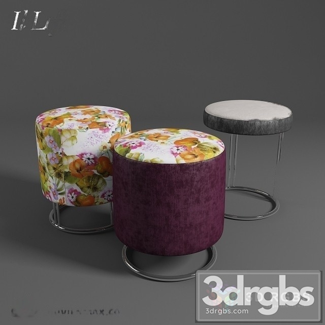 Flower Pouf Set 3dsmax Download - thumbnail 1