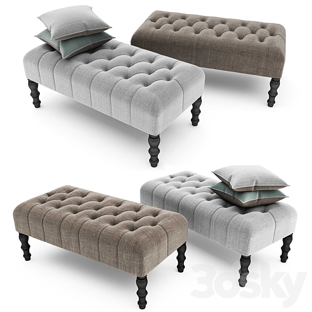 Footstool Upholstered with buttons 3DSMax File - thumbnail 1