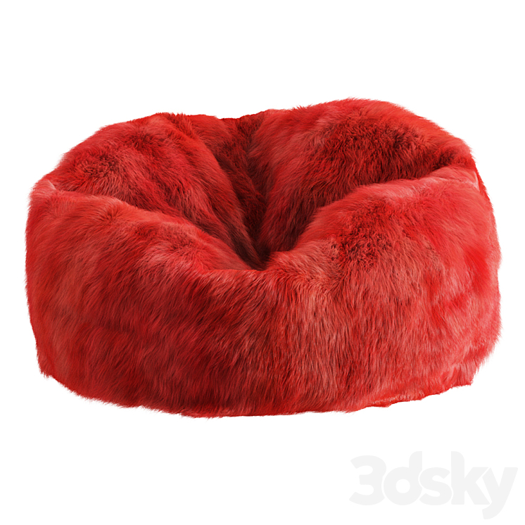 fur bag chair 3DS Max Model - thumbnail 1