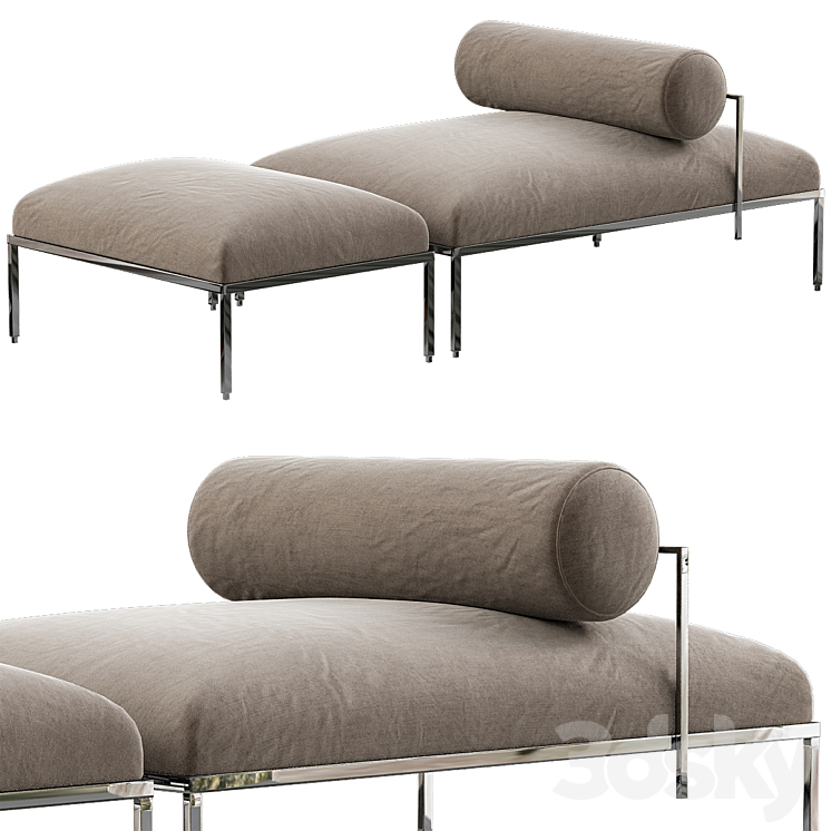 Gallotti Radice Home Oly Bench and Pouffe 3DS Max Model - thumbnail 1