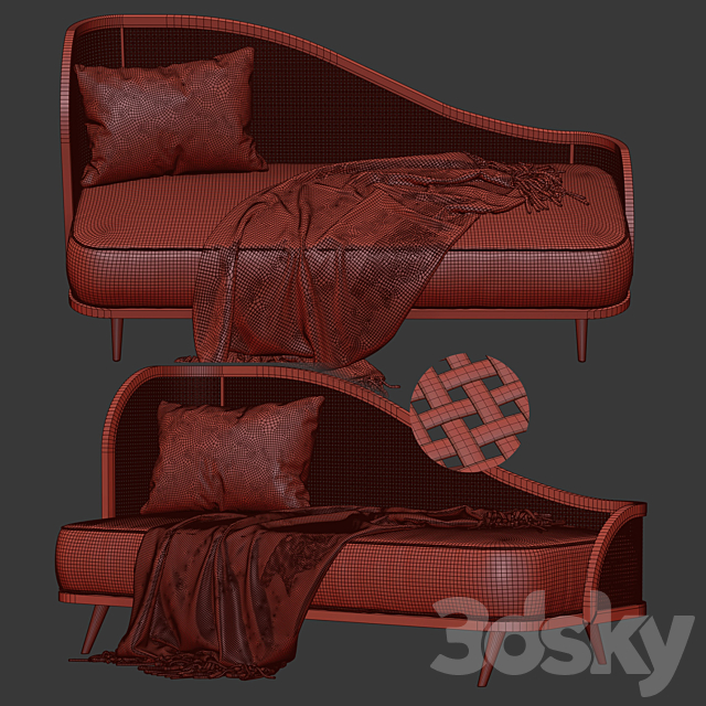 Garden daybed WM _ Rattan bench 3DSMax File - thumbnail 3