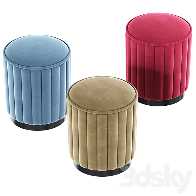 GE & YOBBY Round Fabric Ottoman 3DS Max Model - thumbnail 2