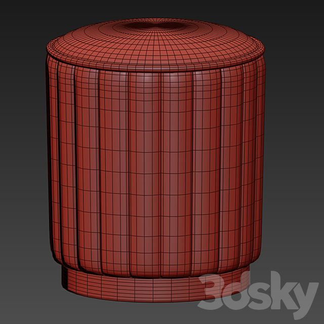 GE & YOBBY Round Fabric Ottoman 3DS Max Model - thumbnail 3