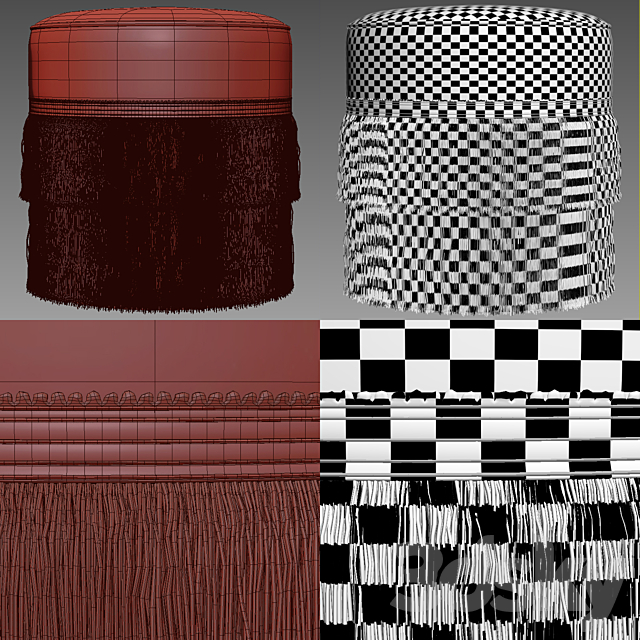 Globewest Kennedy Fringed Ottoman 3DSMax File - thumbnail 3